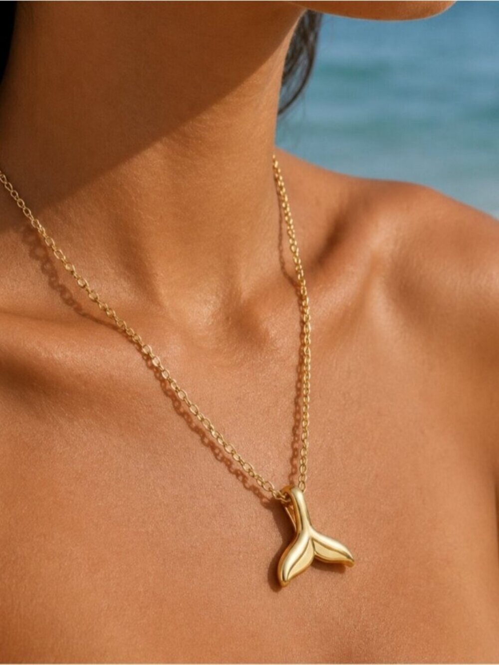 New! Coastal Gold Whale Tale Necklace NWOT